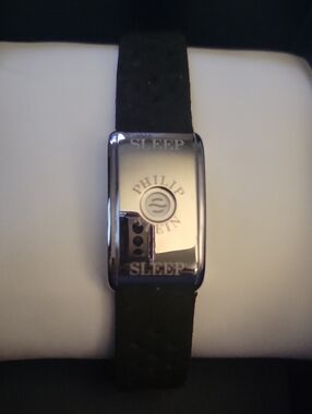 Philip Stein Sleep Tracker Wristband - Black Strap with Silver Module